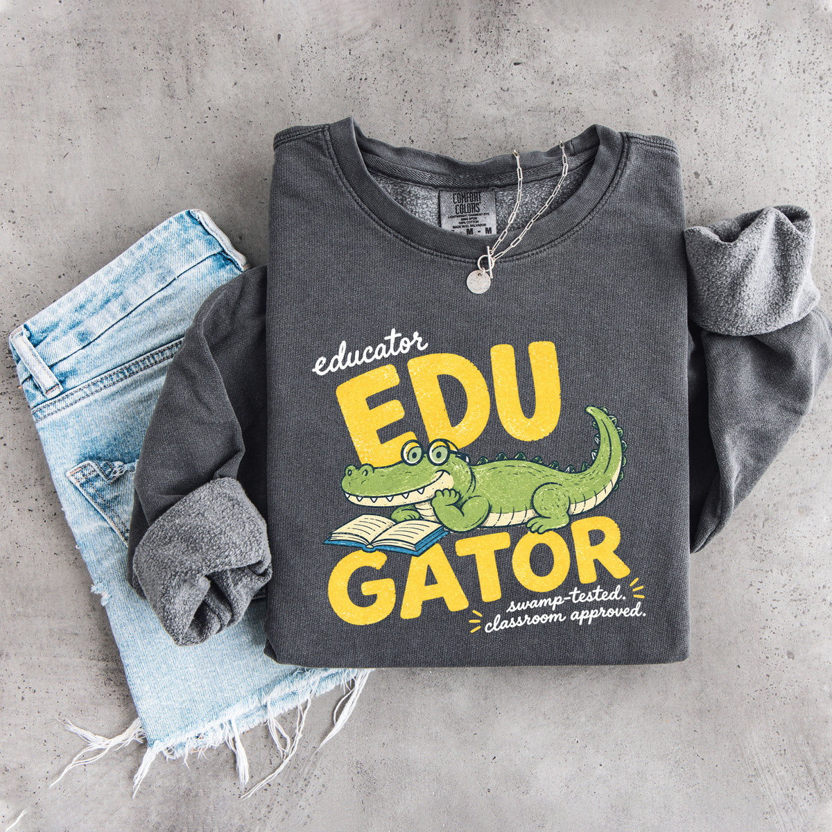 Edu Gator Retro-Alligator-Lehrer-Sweatshirt mit Grafik