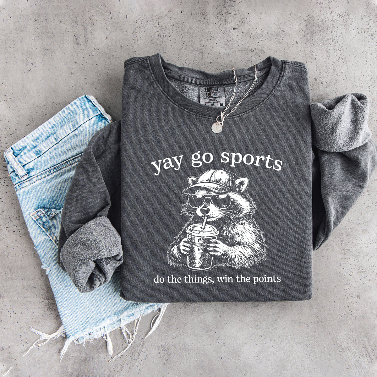 Sudadera divertida de mapache «Yay Go Sports»