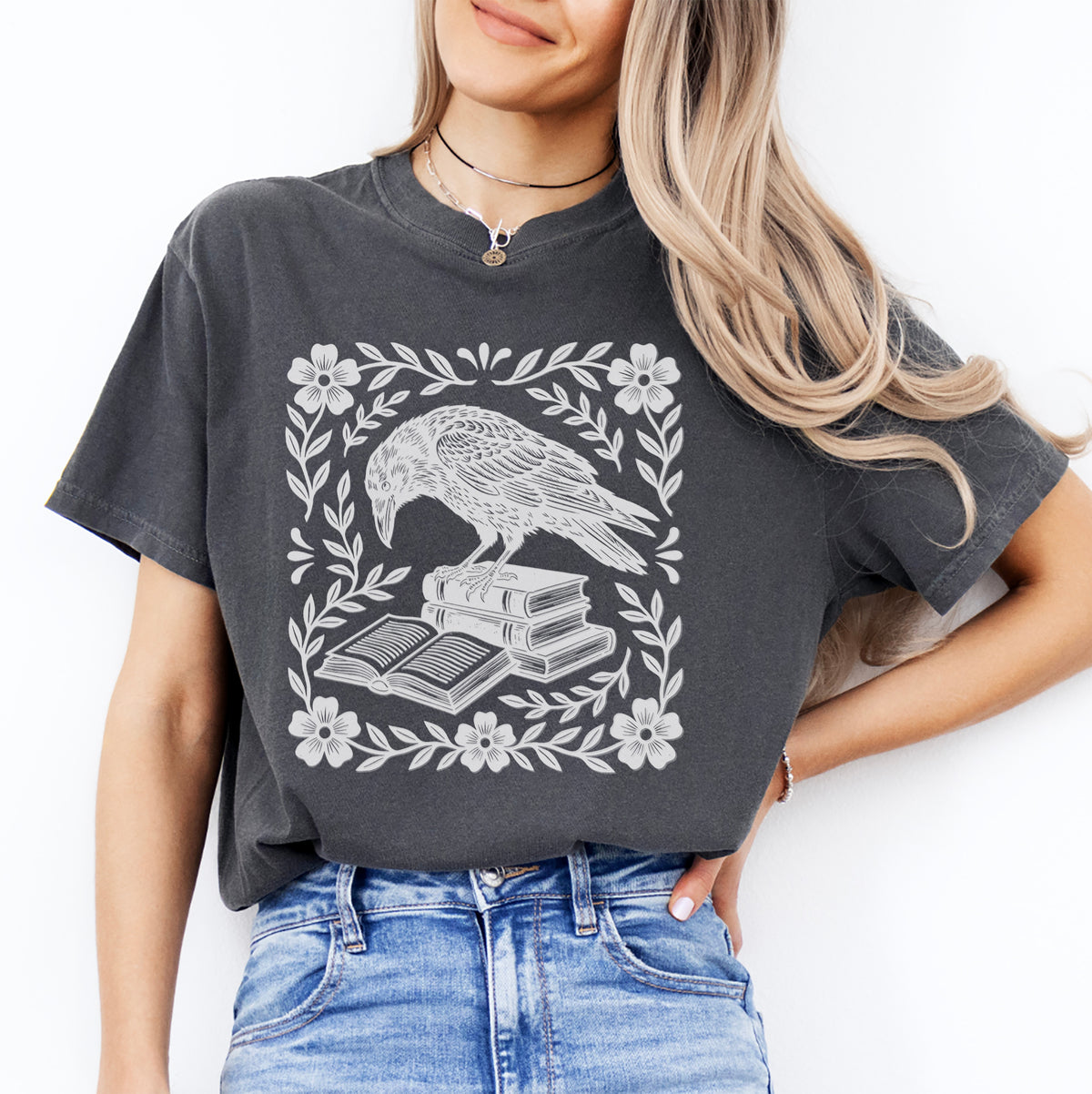 Bookish Raven Linocut Tee