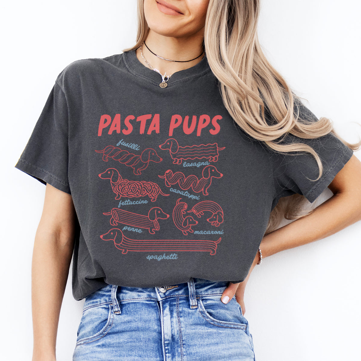 Niedliches T-Shirt für Hundefans und Feinschmecker – „Pasta Pups“
