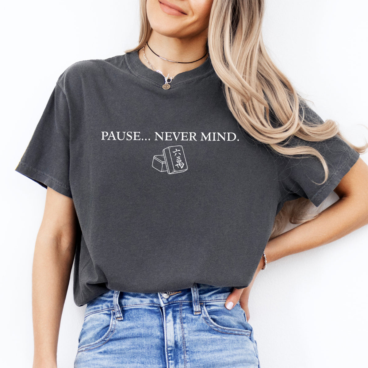 T-shirt décontracté pour joueur de mah-jong « Pause… Laissez tomber »