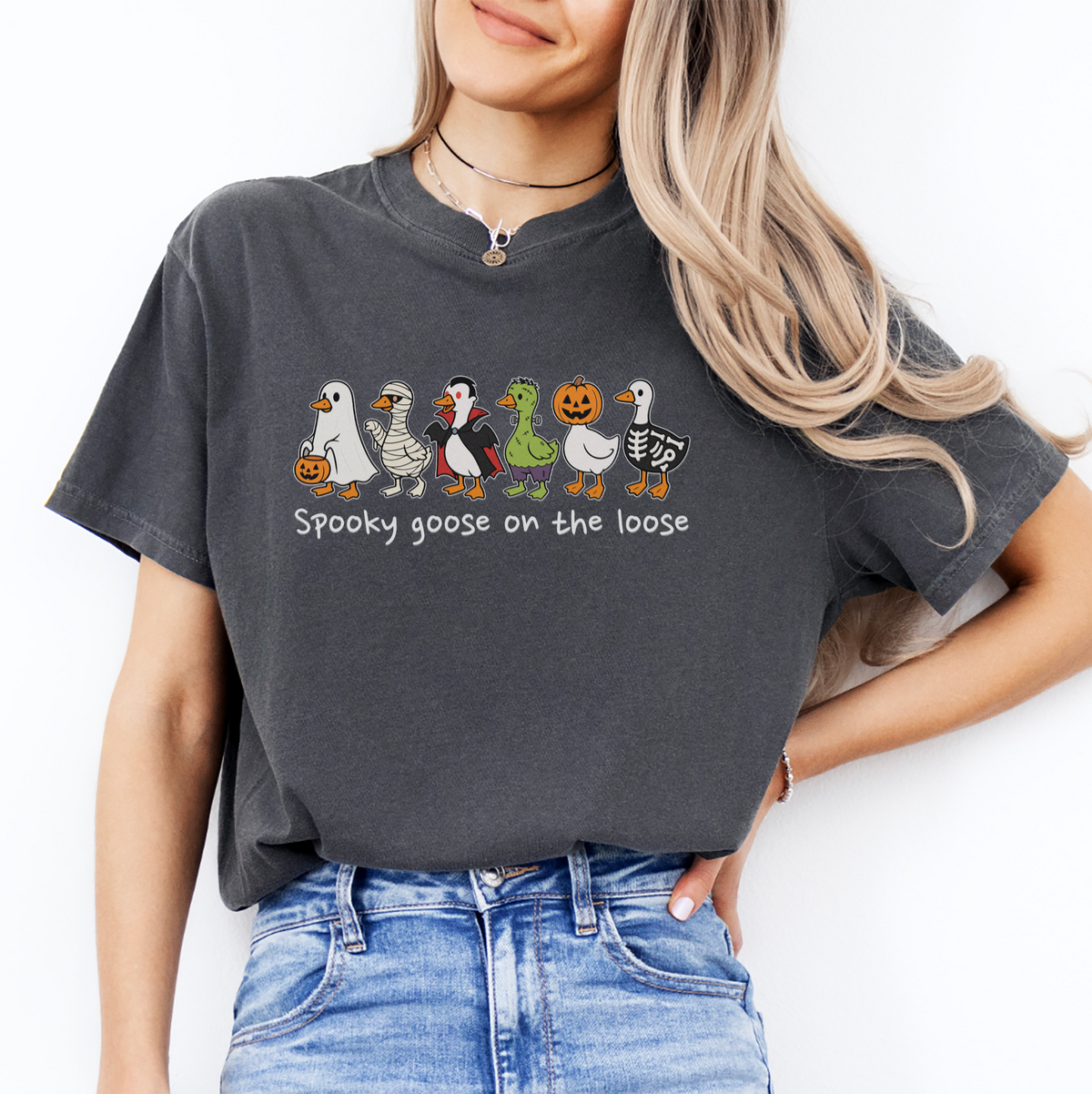 Halloween-T-Shirt mit Spooky-Goose-Motiv – \"Spooky Goose On The Loose\"
