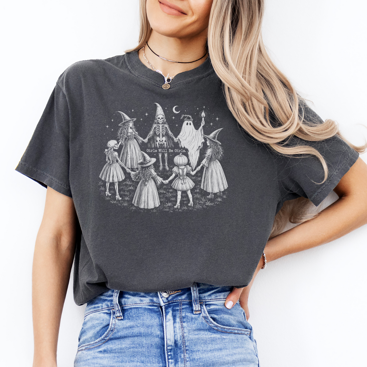 \"Girls Will Be Girls\" – Vintage Witch Coven Graphic Shirt
