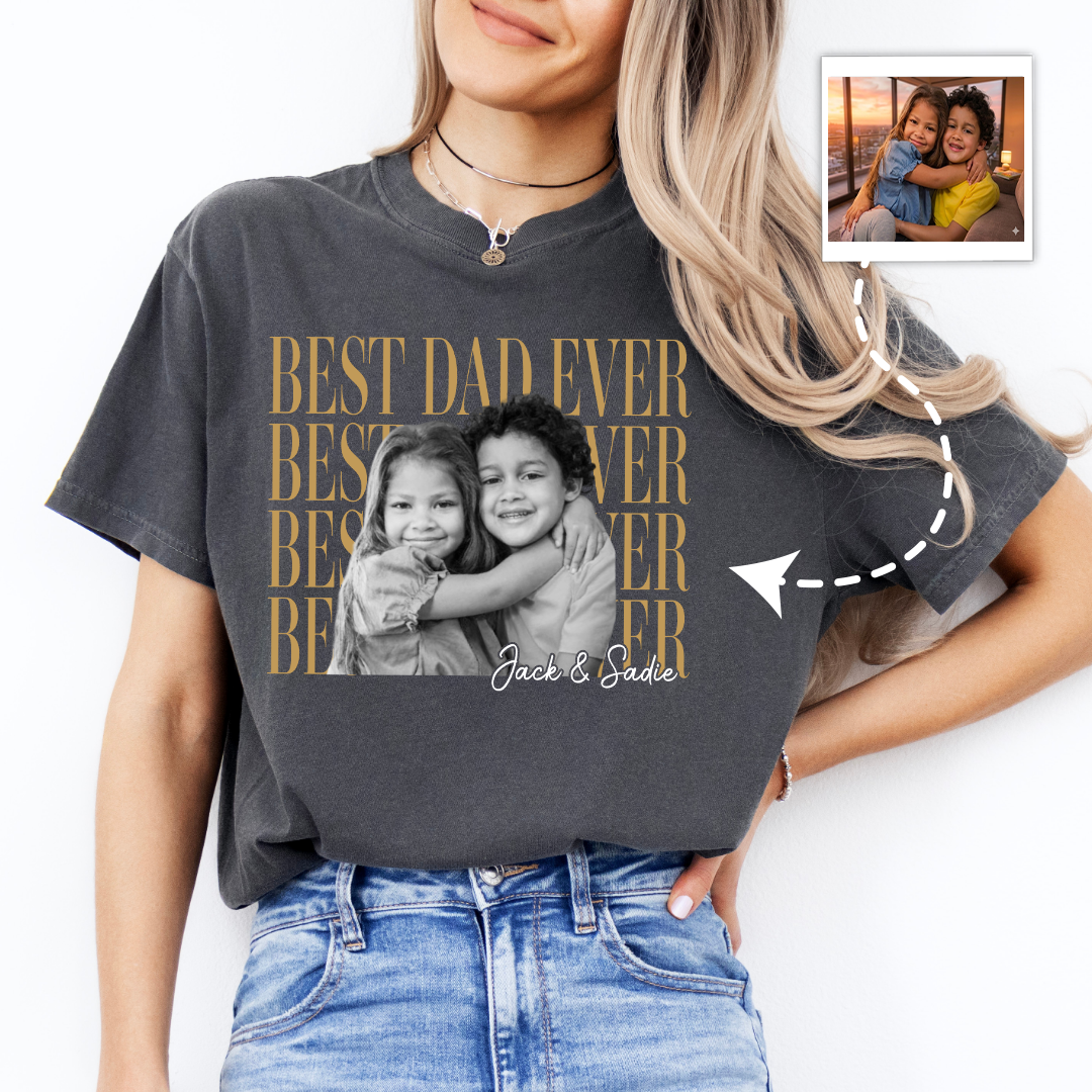 Personalized Best Dad Eve With Kids Photo Tee