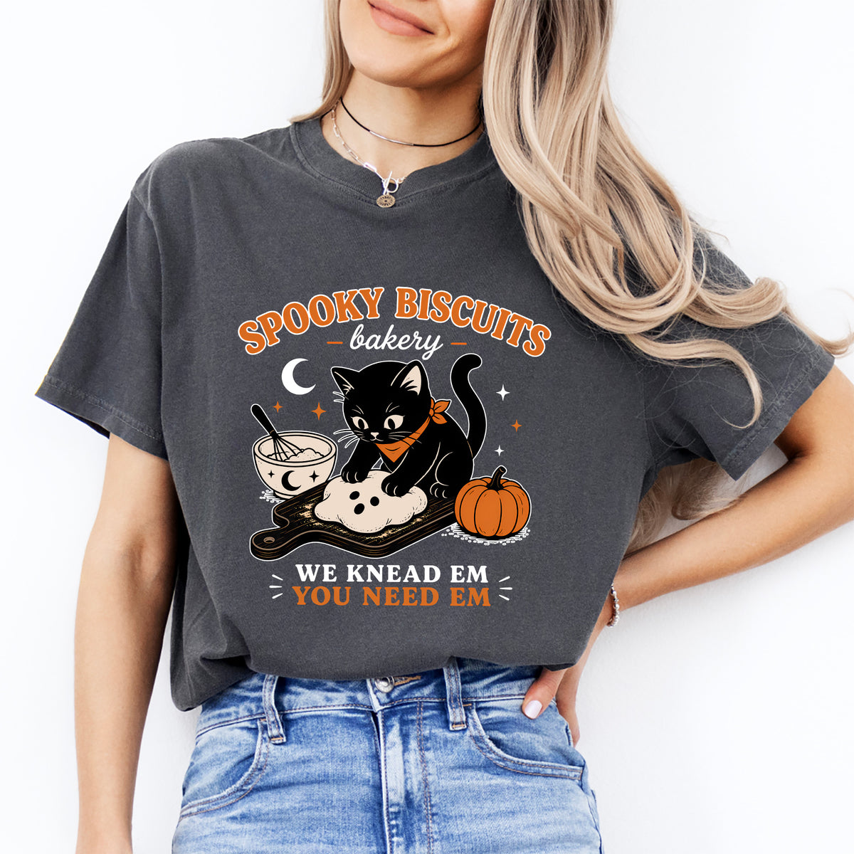 Retro Spooky Biscuits Graphic Shirt – "We Knead 'Em You Need 'Em"