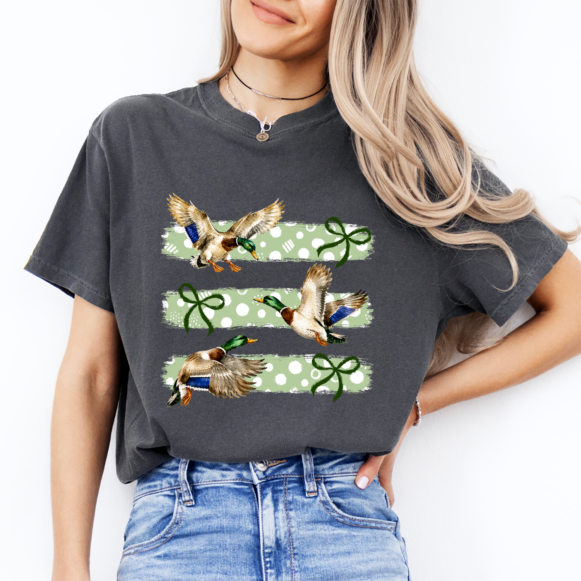 T-shirt de chasse au canard colvert, style rétro vintage