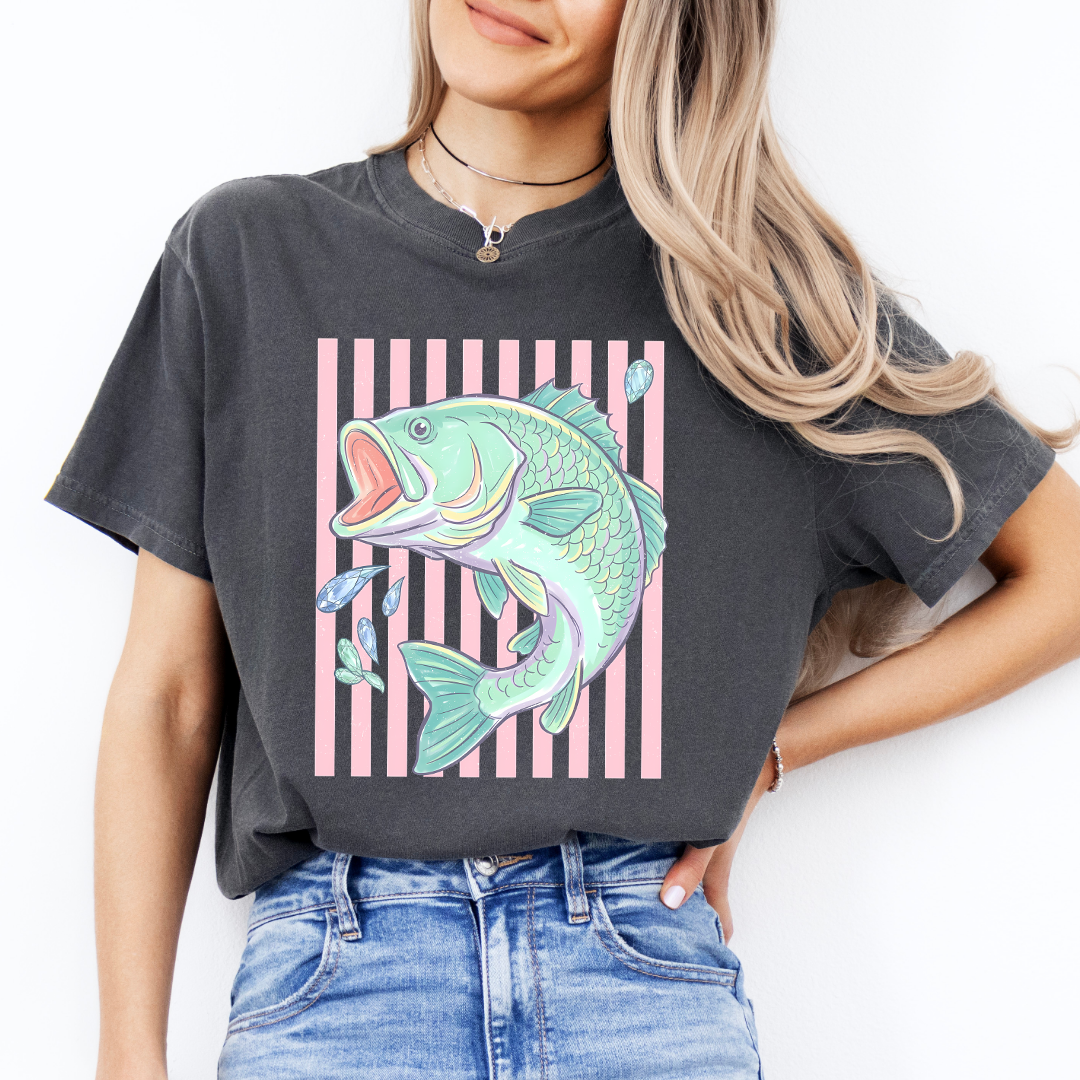 Retro Pastel Bass Fish Tee