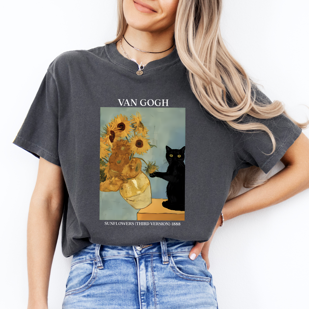 Van Gogh Irises Cat Tee