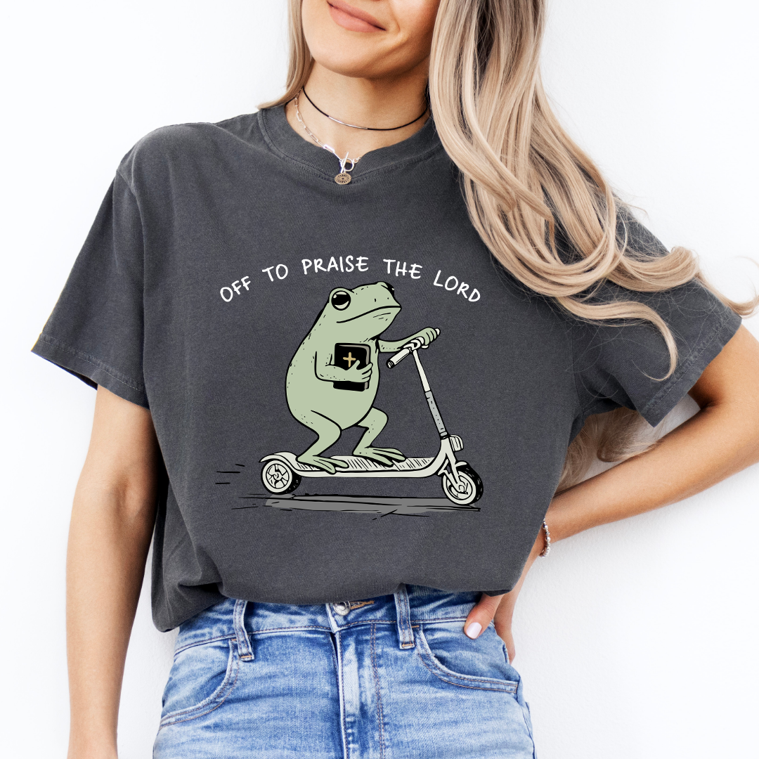 Off to Praise The Lord Frog T-Shirt