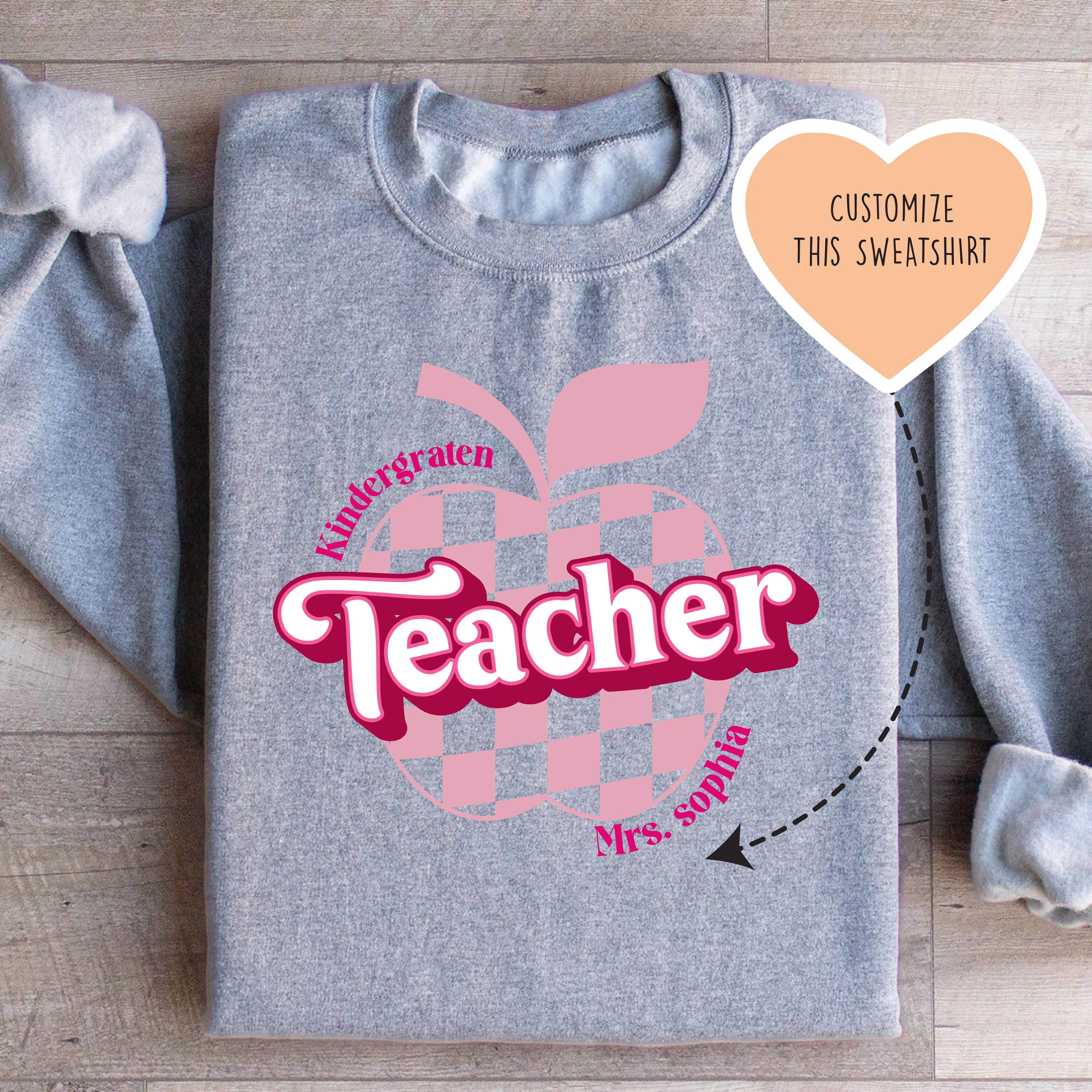 Personalized Apple Teacher Sweatshirt Sport Grey / 2XL printful T-Shirt