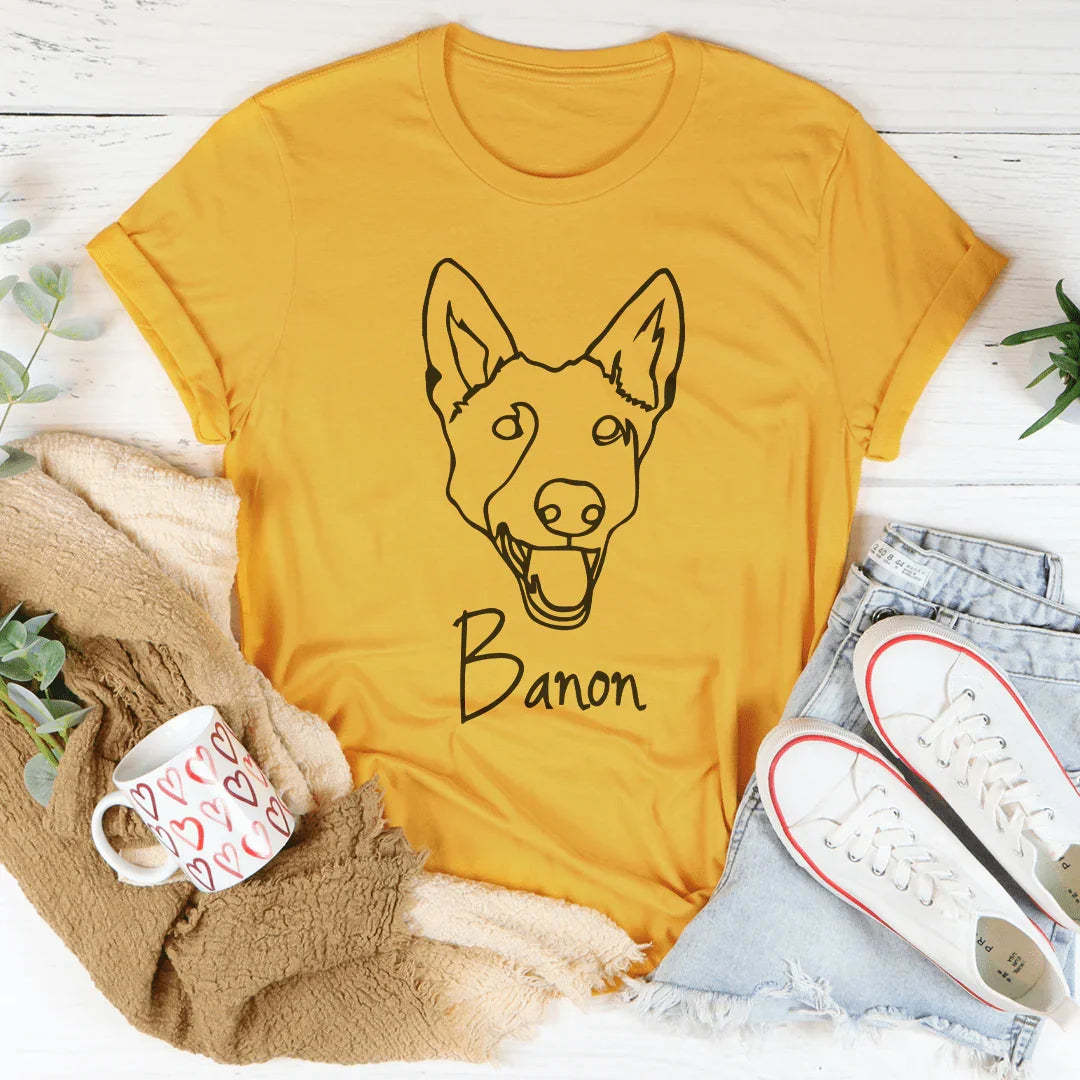 Personalized  Dog Outline Pet Line Art Gift for Dog Lovers Tee Mustard / S Printify T-Shirt T-Shirt