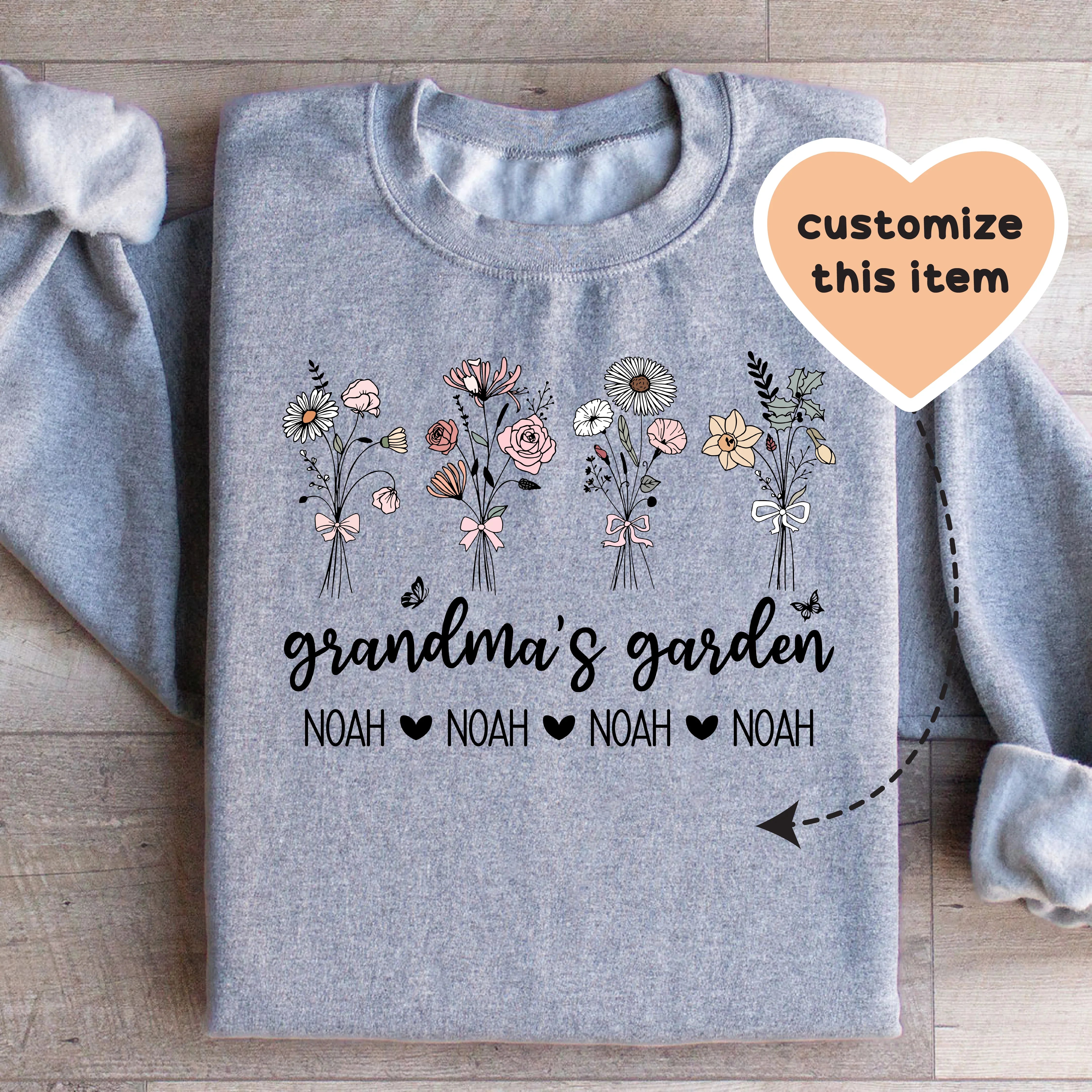 Personalized Grandma's Garden Sport Grey / S printful T-Shirt