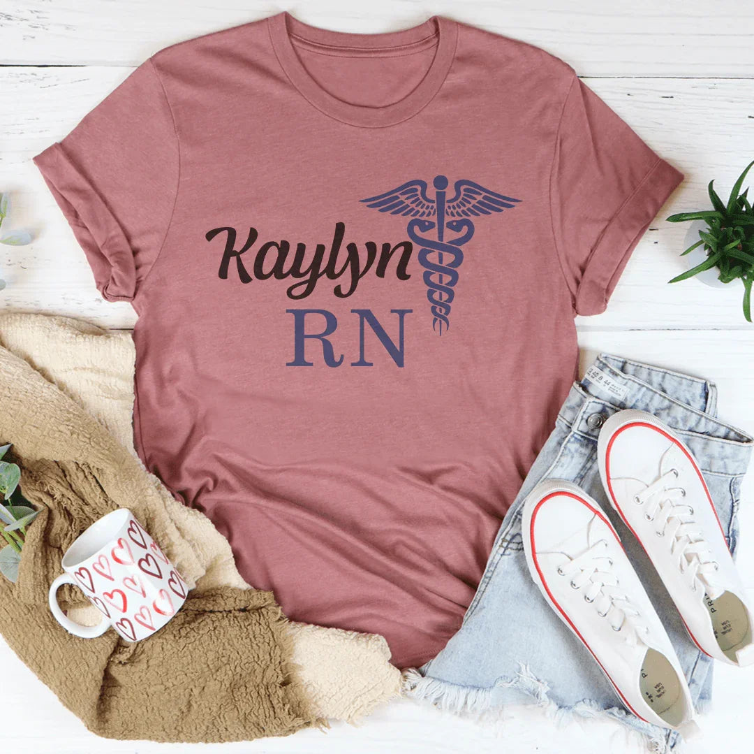 Personalized Nurse RN Name Medical Caduceus For Registered Graduation Or Nurse Gift Idea Tee Mauve / S Printify T-Shirt T-Shirt