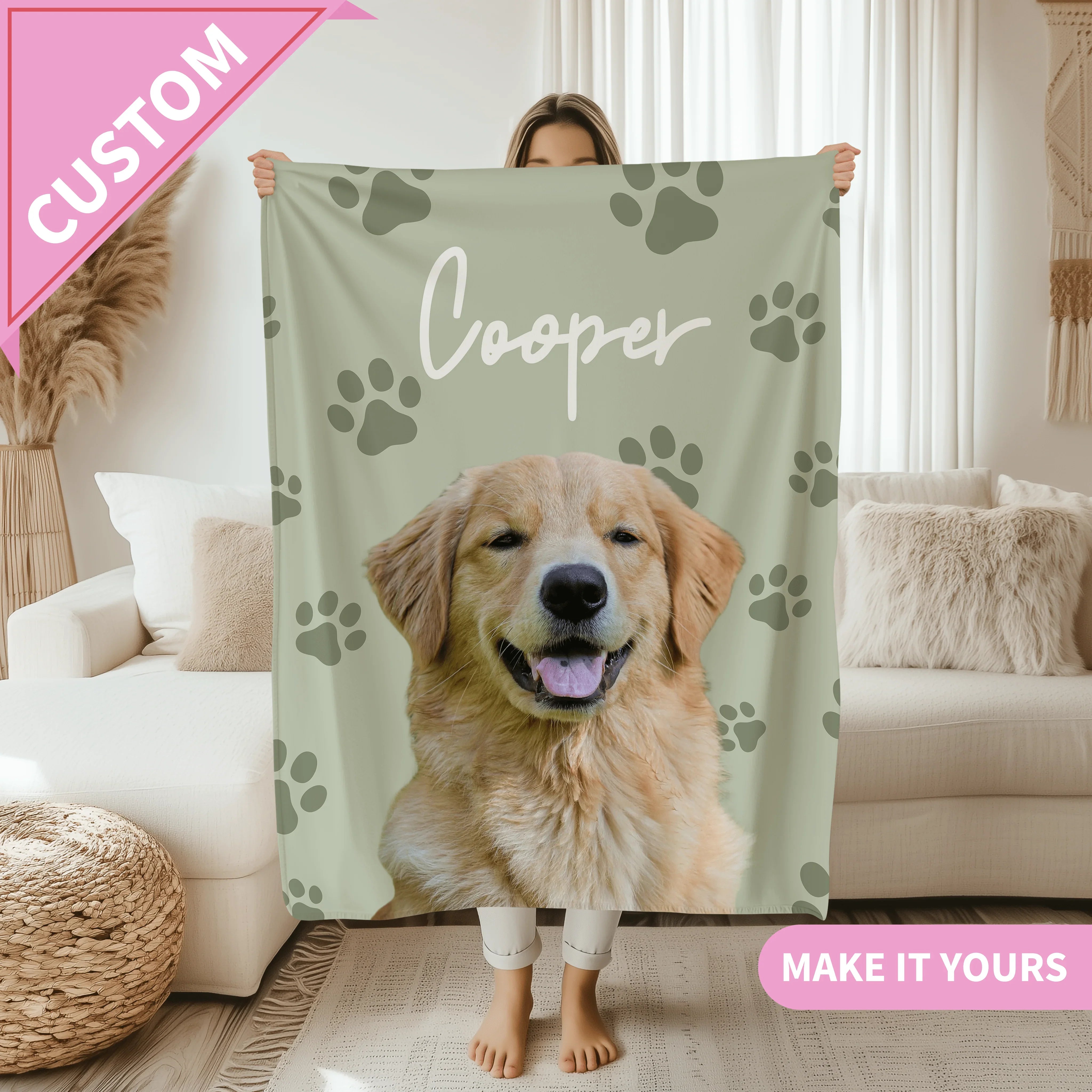 Personalized Retro Dog Pet Throw With Vintage Style Blanket 50" × 60" Printify All Over Prints T-Shirt