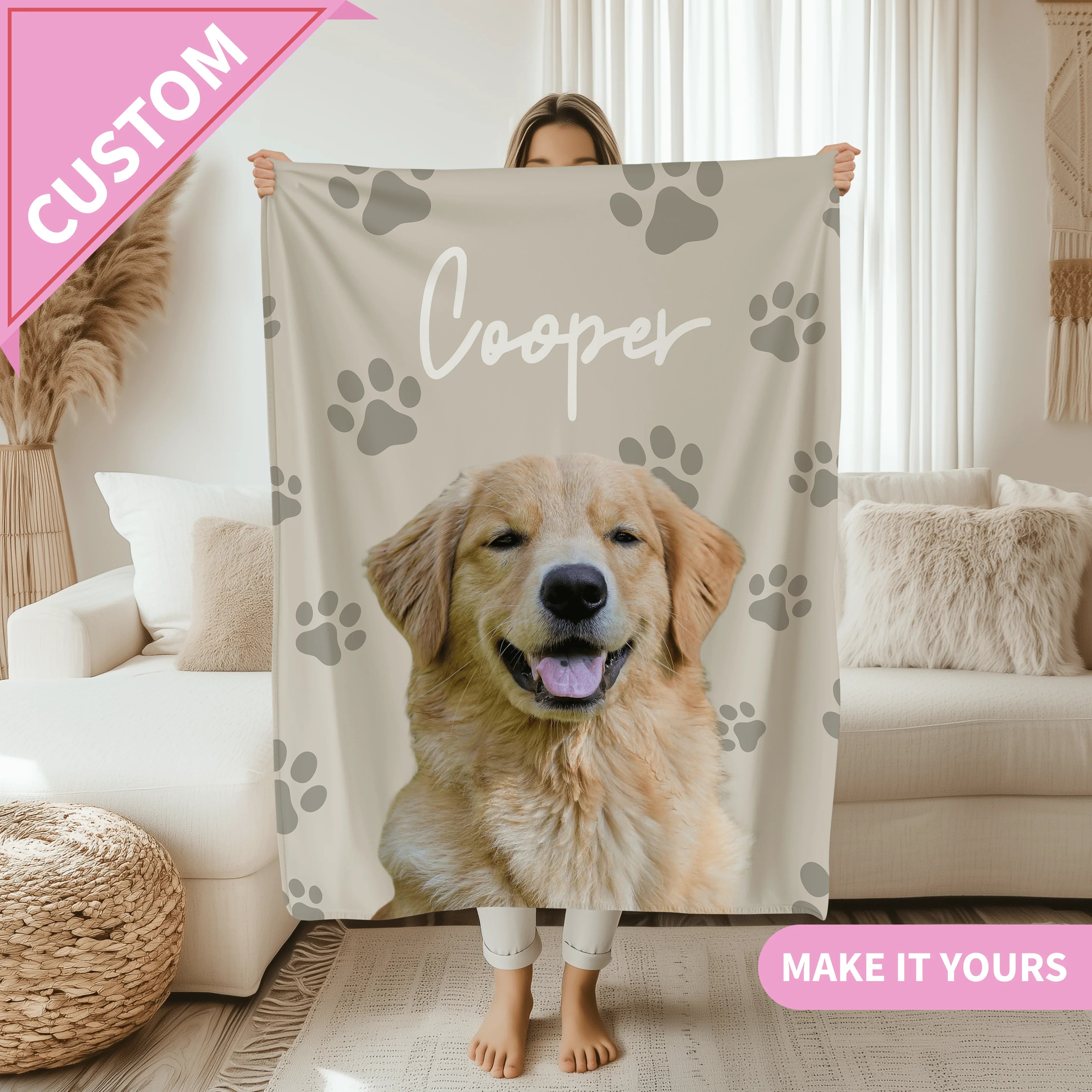 Personalized Retro Dog Pet Throw With Vintage Style Blanket 50" × 60" Printify All Over Prints T-Shirt