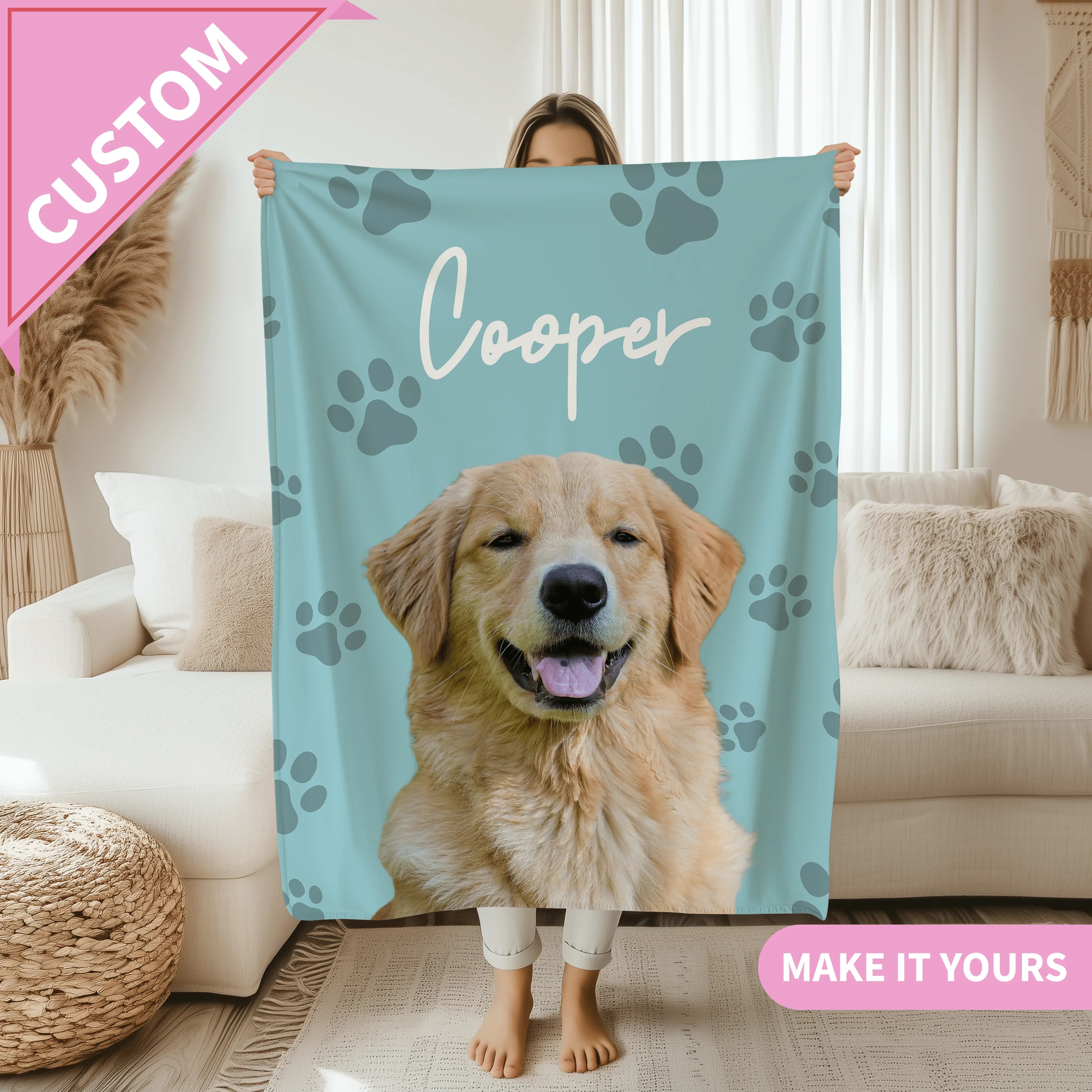 Personalized Retro Dog Pet Throw With Vintage Style Blanket 50" × 60" Printify All Over Prints T-Shirt