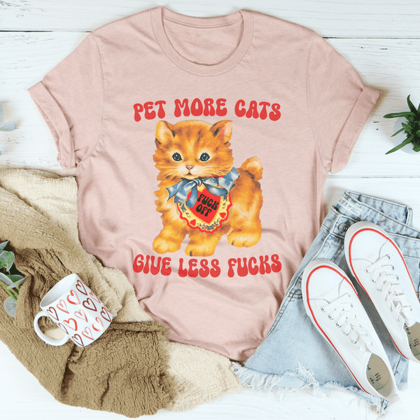 Pet More Cats Tee Heather Prism Peach / S Peachy Sunday T-Shirt