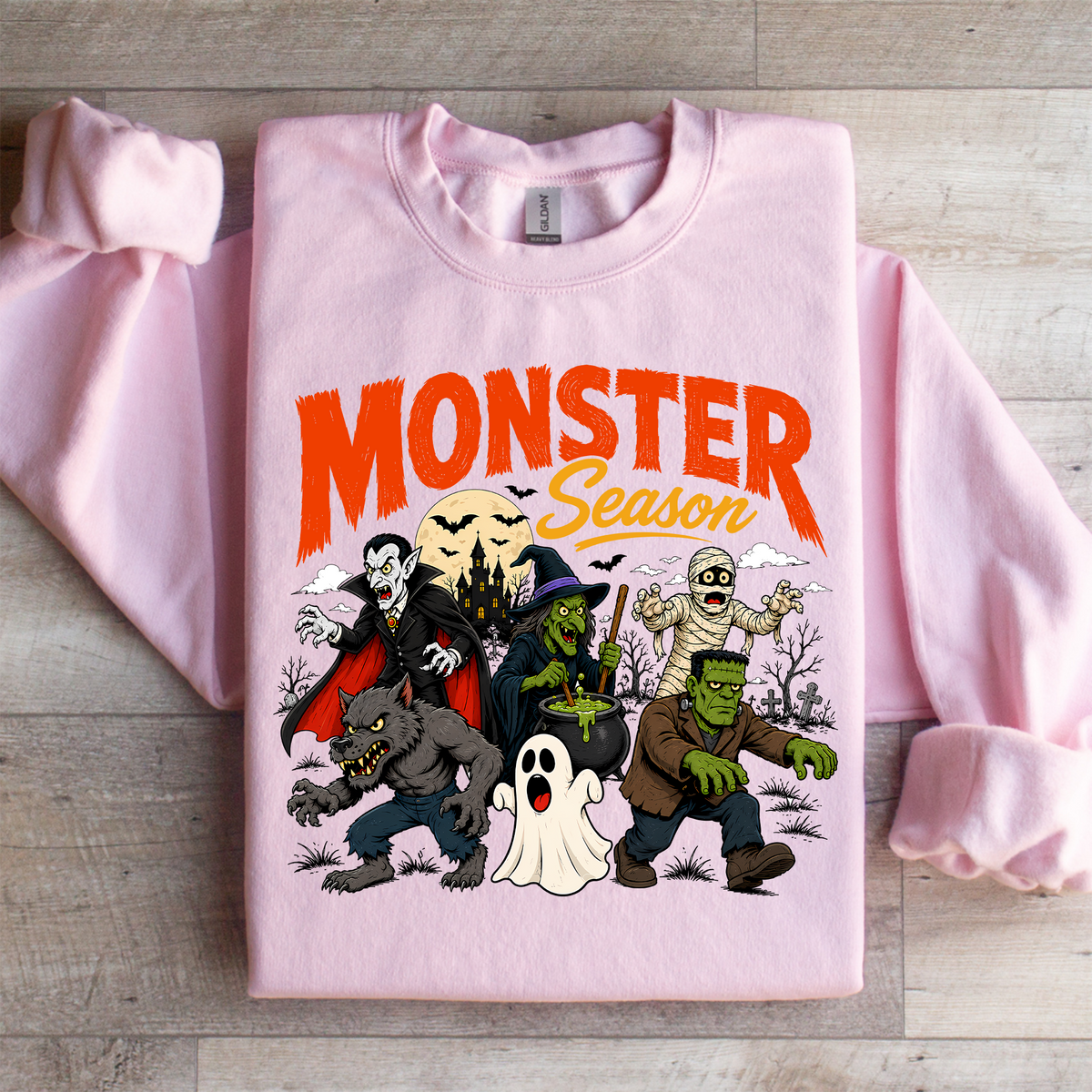 Sudadera polar vintage de la temporada espeluznante – Gráfico de terror clásico «Temporada de monstruos»
