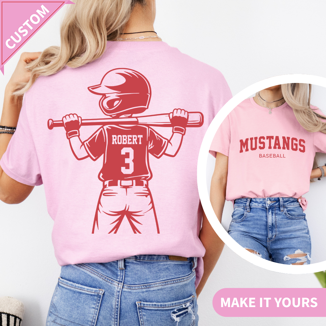 Personalized Baseball Player Tee With Name And Number