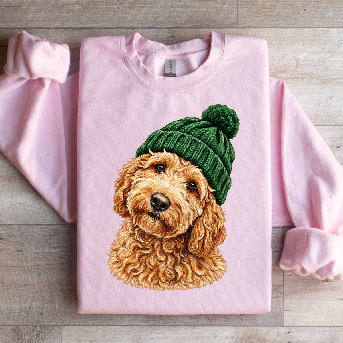 Sudadera retro de Goldendoodle con gorro tejido