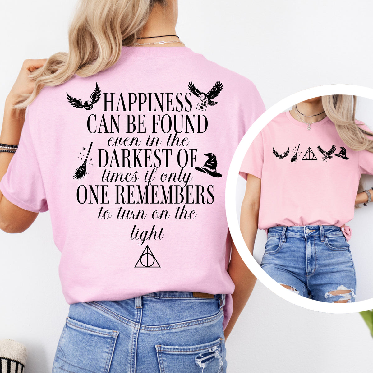 Wizard Bookish Graphic Top in Soft Pink
