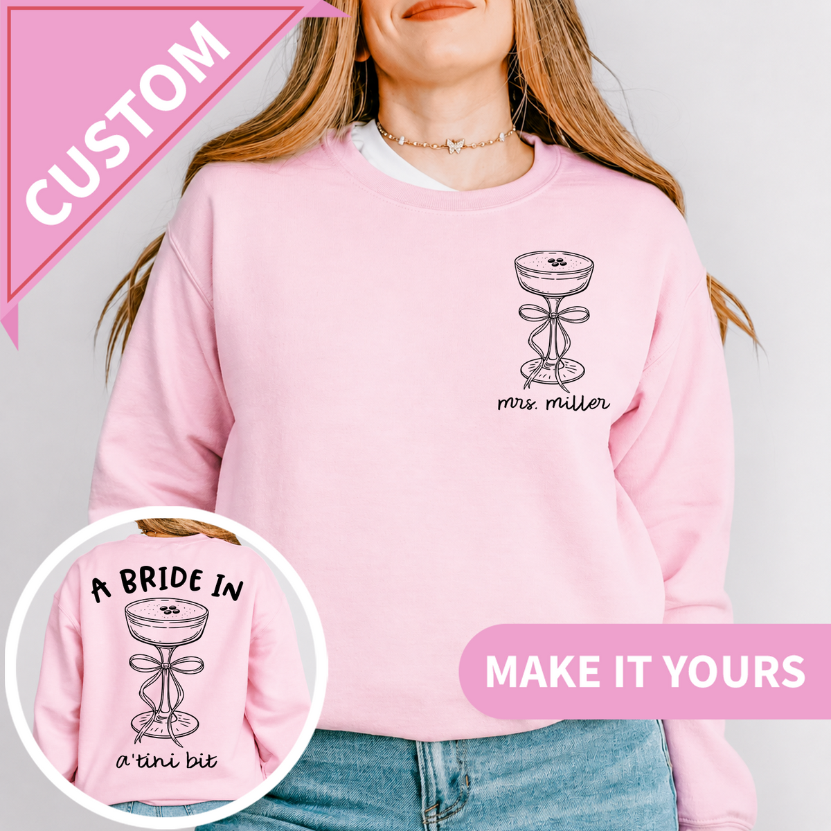 Personalisierter Bride In A Tini Bit Future Mrs Pullover