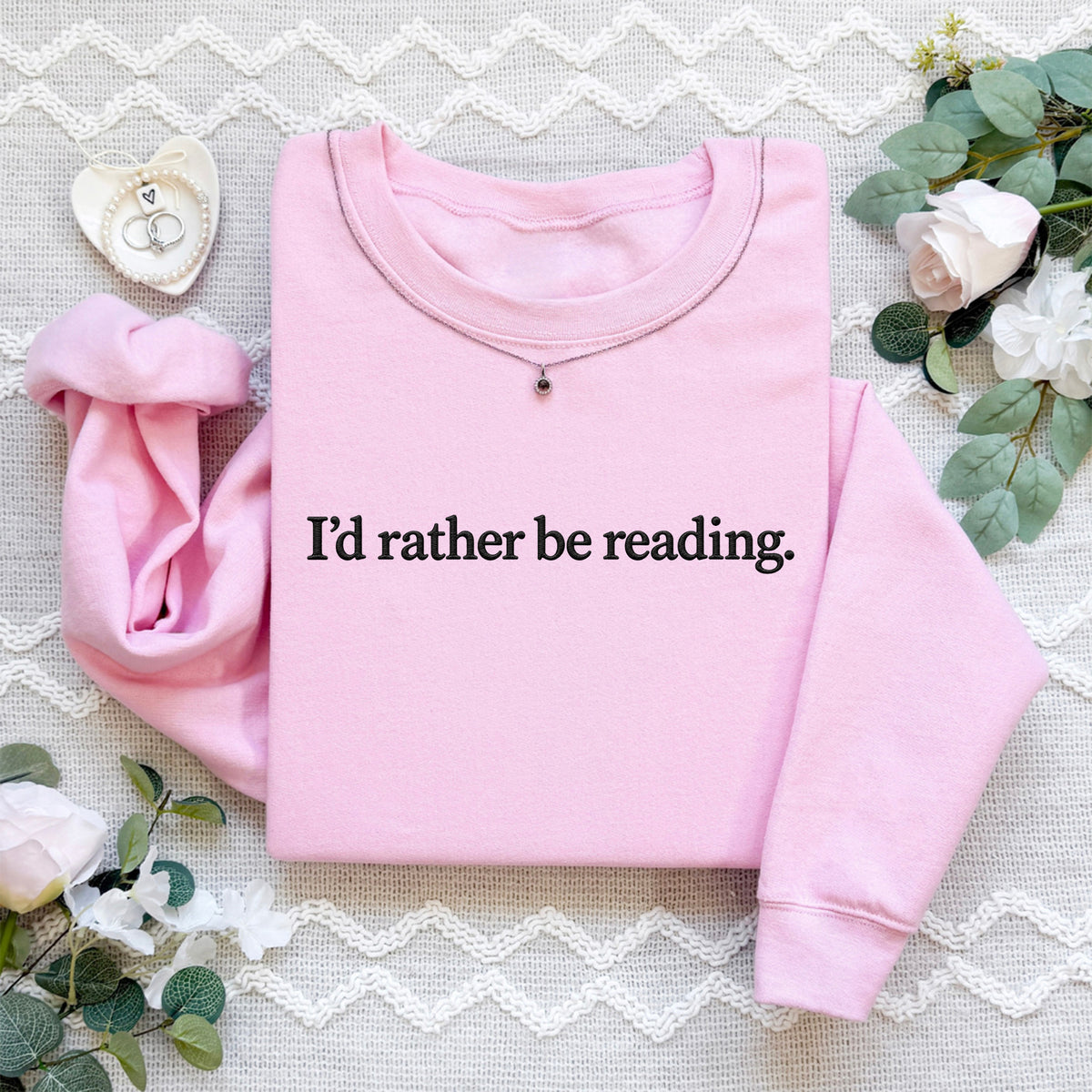 Sweat-shirt brodé « Je préférerais être en train de lire »