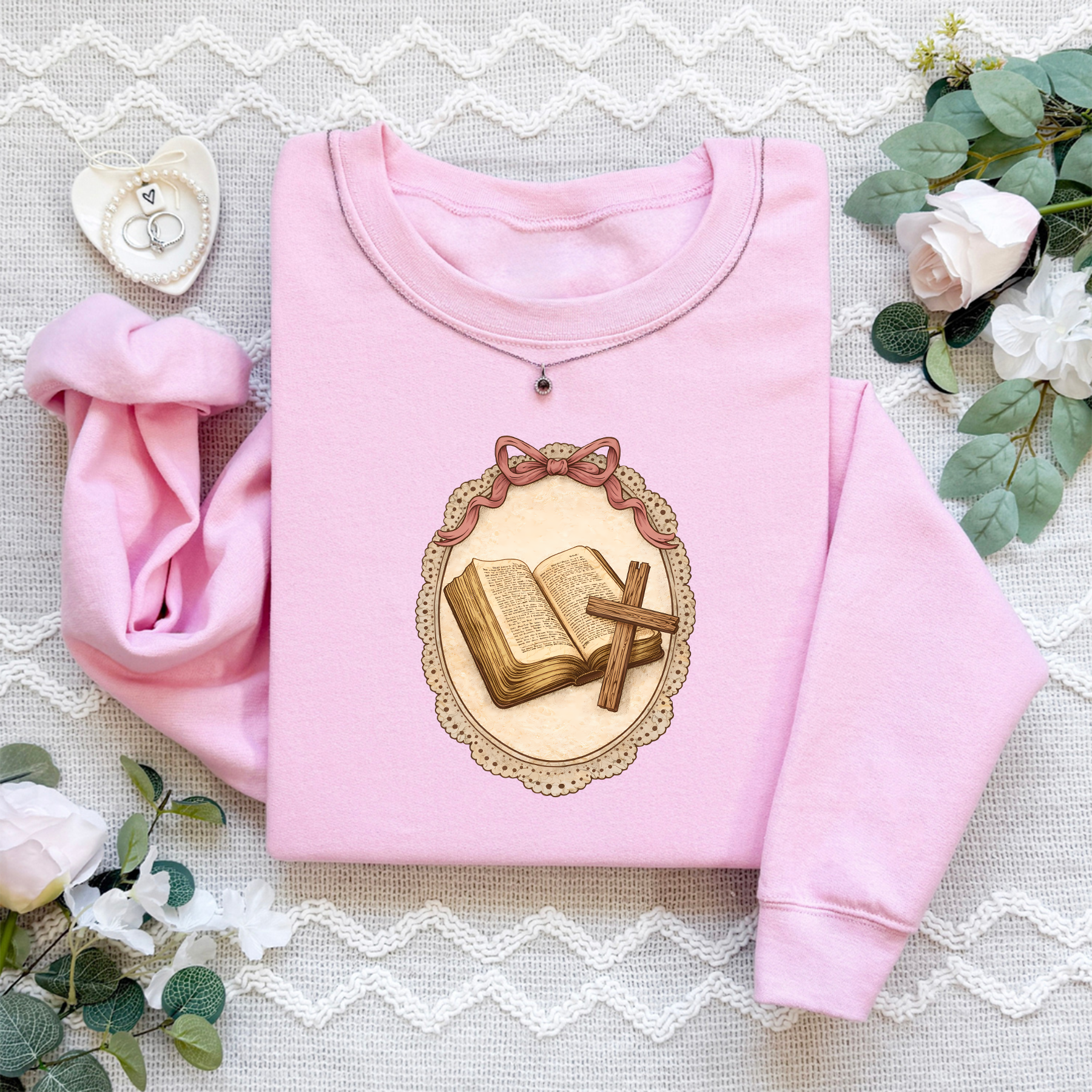 Vintage Thrifted Christian Cross Sweatshirt