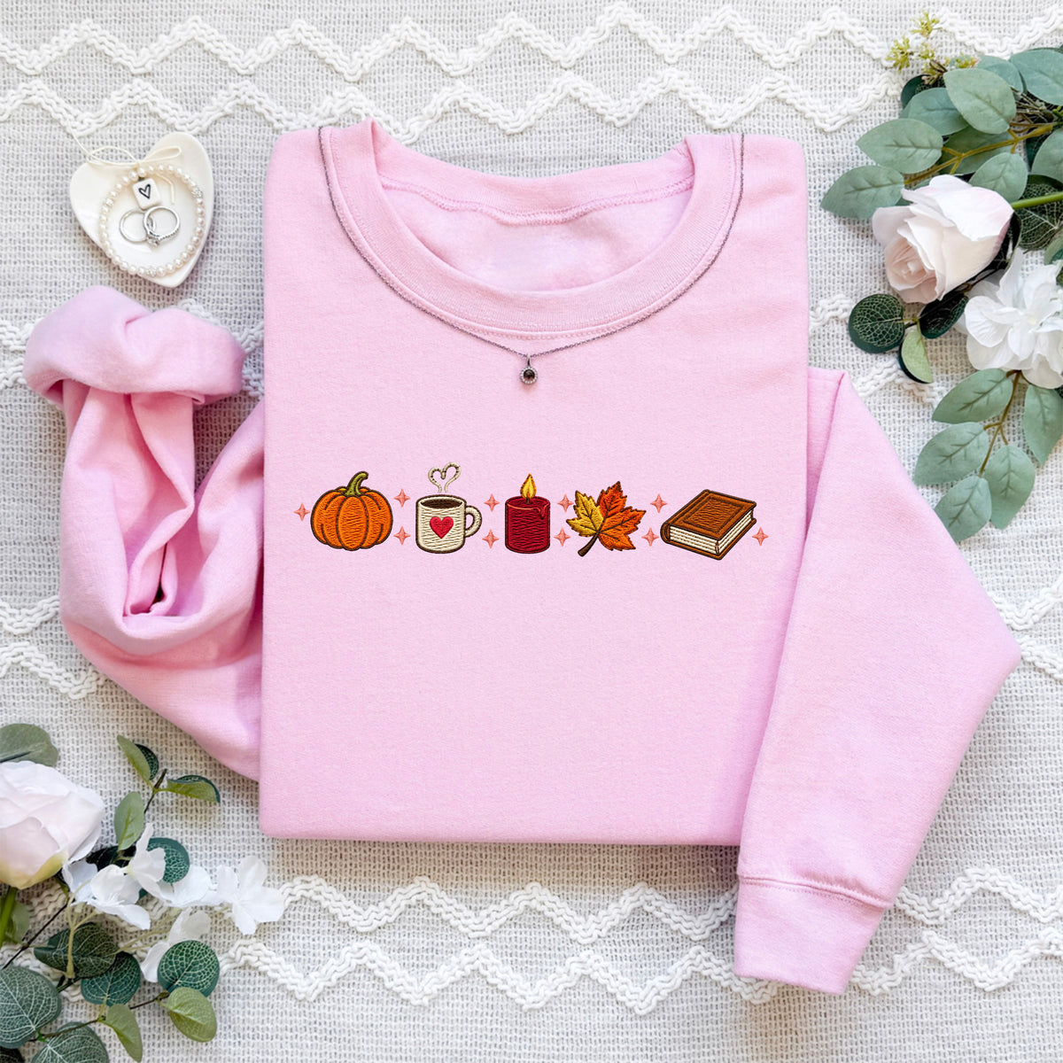 Kuscheliges besticktes Fleece-Sweatshirt für den Herbst