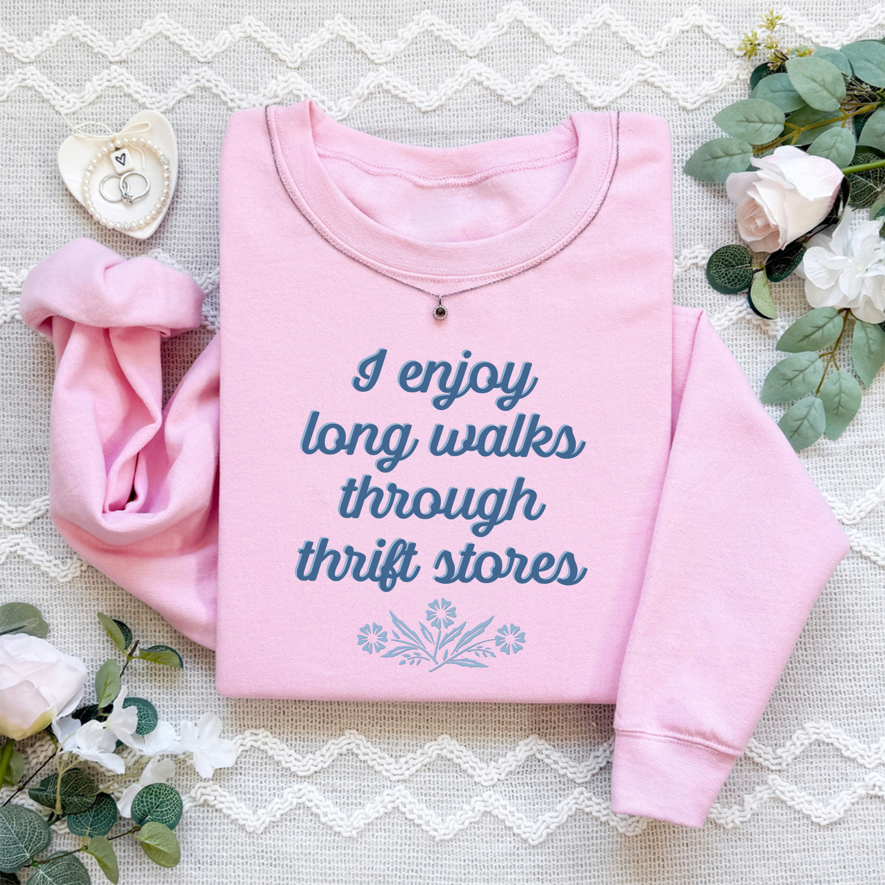 I Enjoy Long Walks Through Thrift Stores Vintage Inspired Sweatshirt