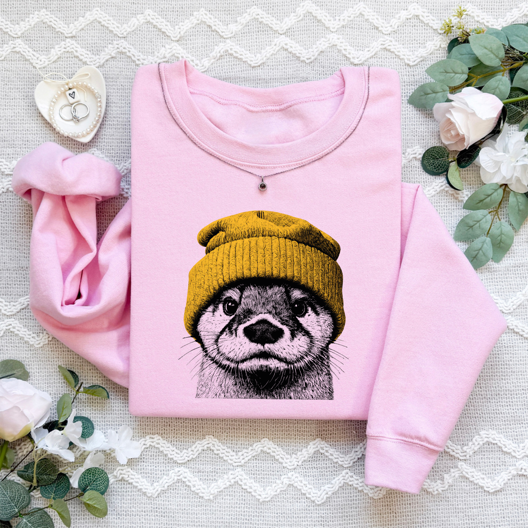 Otter In Beanie Sweatshirt
