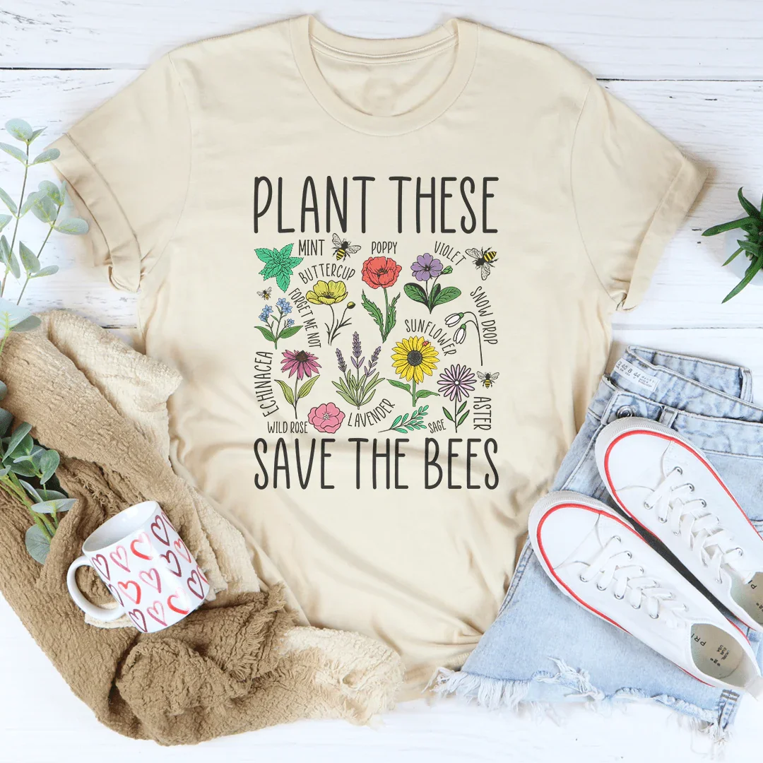 Plant These Save The Bees Tee Soft Cream / S Peachy Sunday T-Shirt