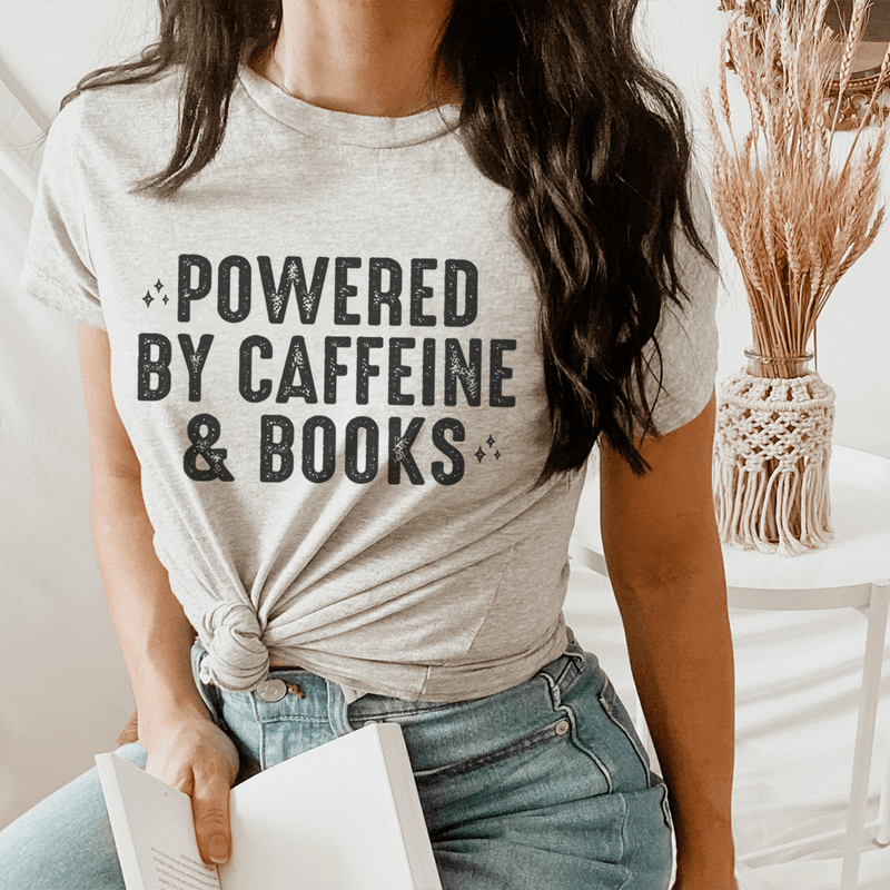 Powered By Caffeine & Books Tee Peachy Sunday T-Shirt