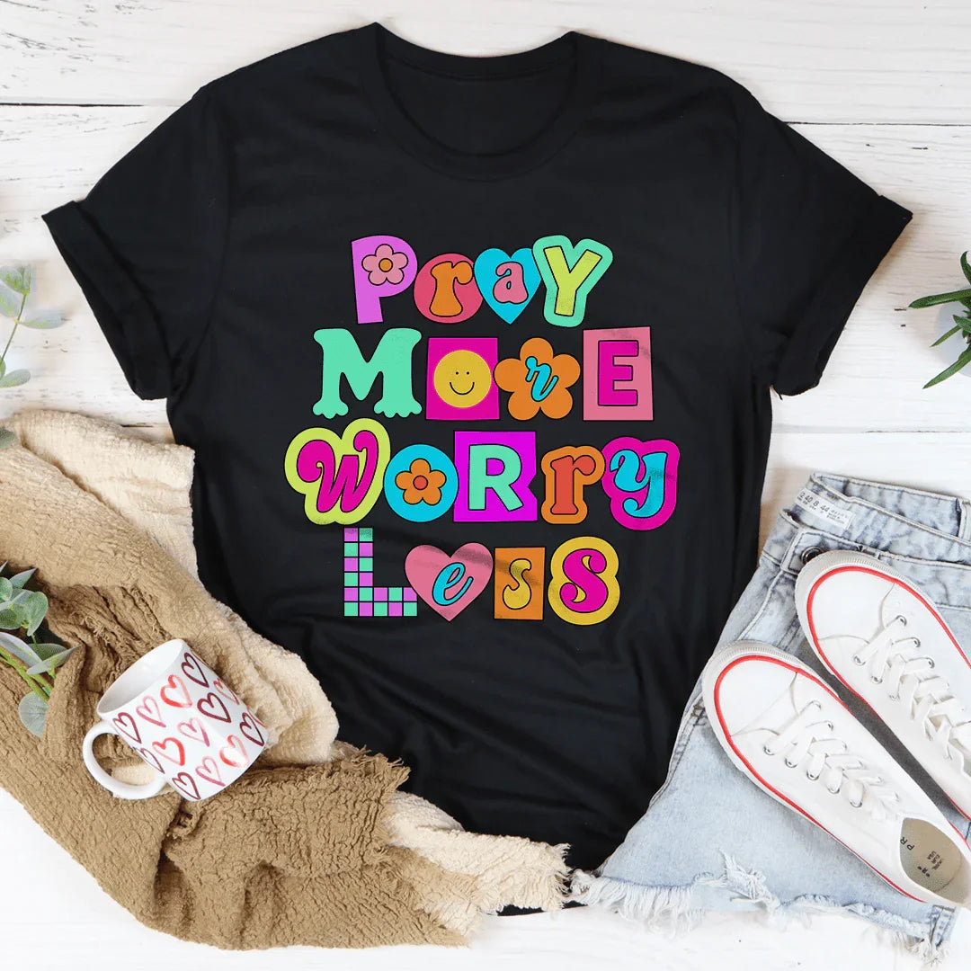 Pray More Worry Less Tee Black Heather / S Peachy Sunday T-Shirt