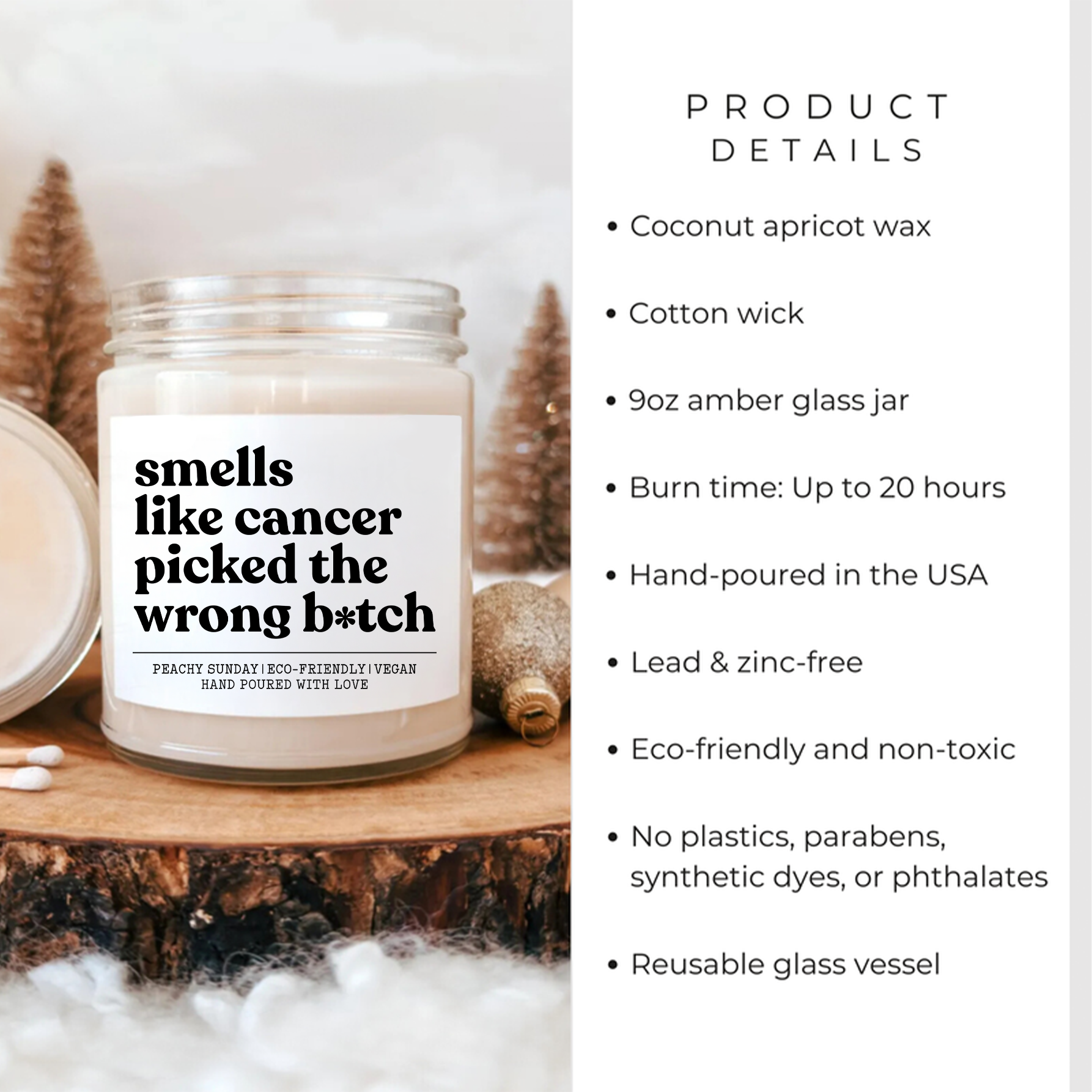 Smells Like Cancer Picked the Wrong Fighter Survivor Gift Candle