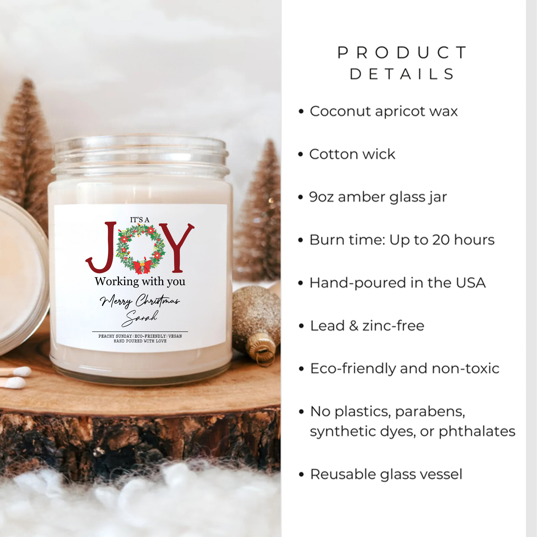 Personalized It's A Joy Working With You Candle