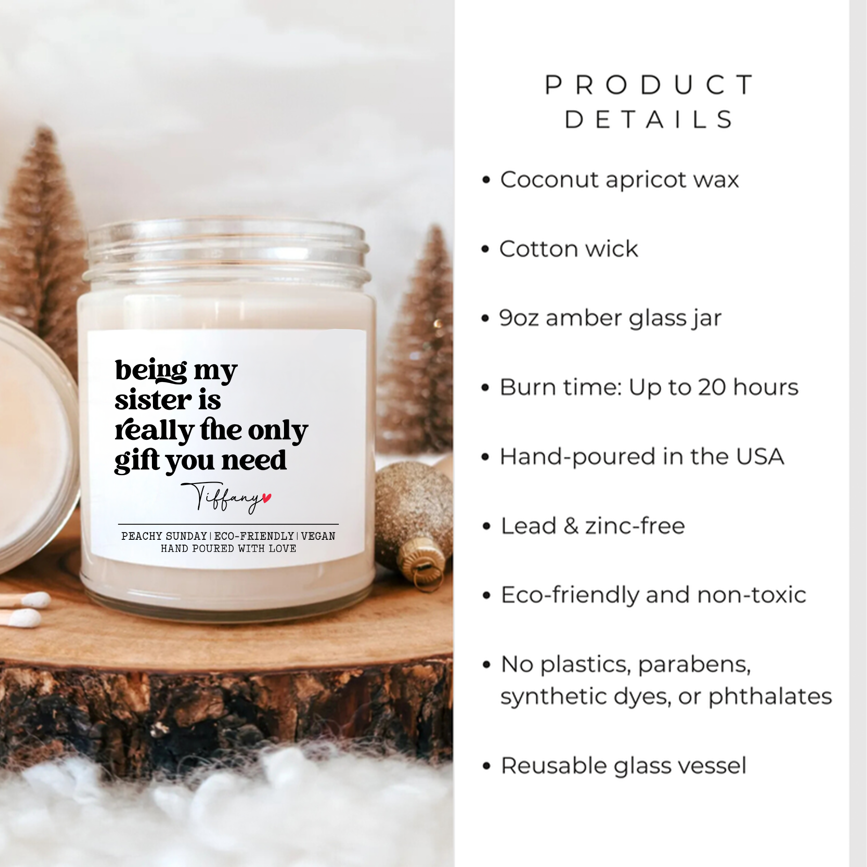 Personalized Being My Sister  Is Really The Only Gift You Need Candle