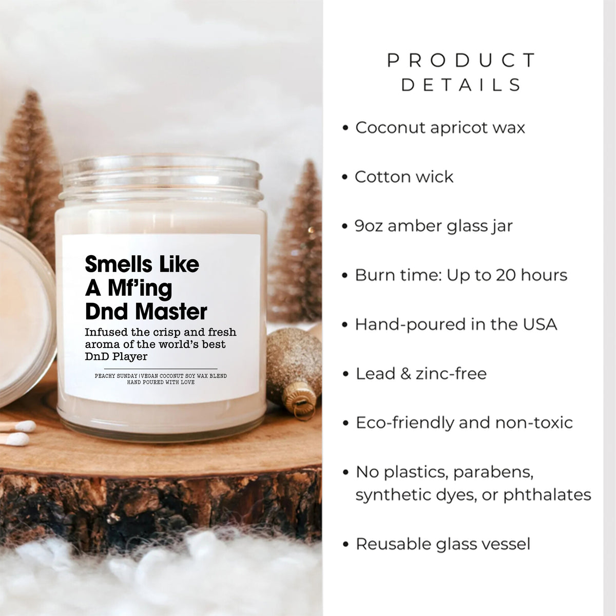 Bougie parfumée en cire de soja pour jeu de rôle sur table – « Sent comme un maître de donjon de D&D », pot de 9oz