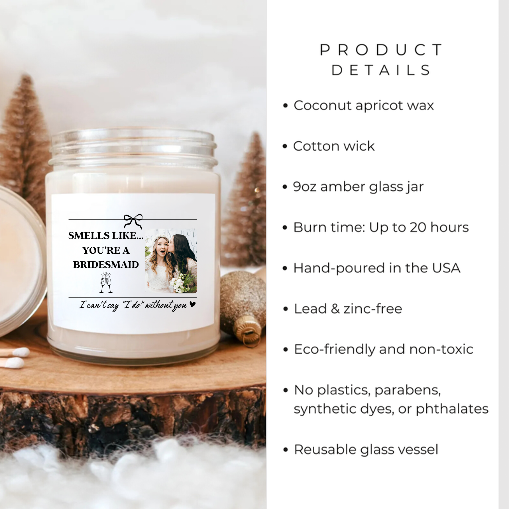 Custom Bridesmaid Wedding Party Gift Candle