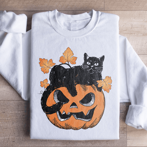 Pumpkin Cat Sweatshirt White / S Peachy Sunday T-Shirt