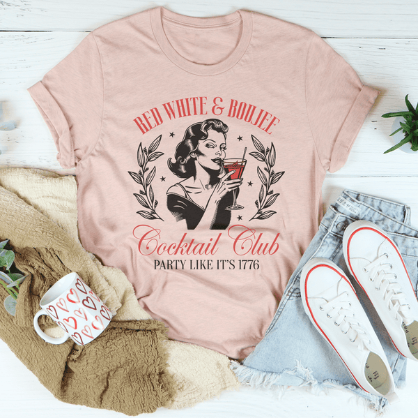 Red White And Boujee Cocktail Club Party Like It's 1776 Heather Prism Peach / S Peachy Sunday T-Shirt