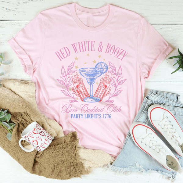 Red White & Boozy Beer & Cocktail Club Party Like It's 1776 Tee Peachy Sunday T-Shirt
