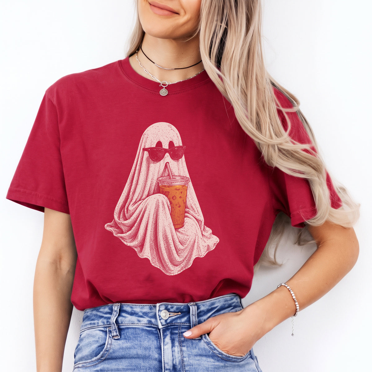 Ghost Drinking Coffee Tee