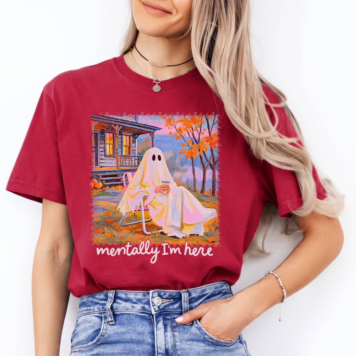 Mentally I am Here Summerween Ghost Tee