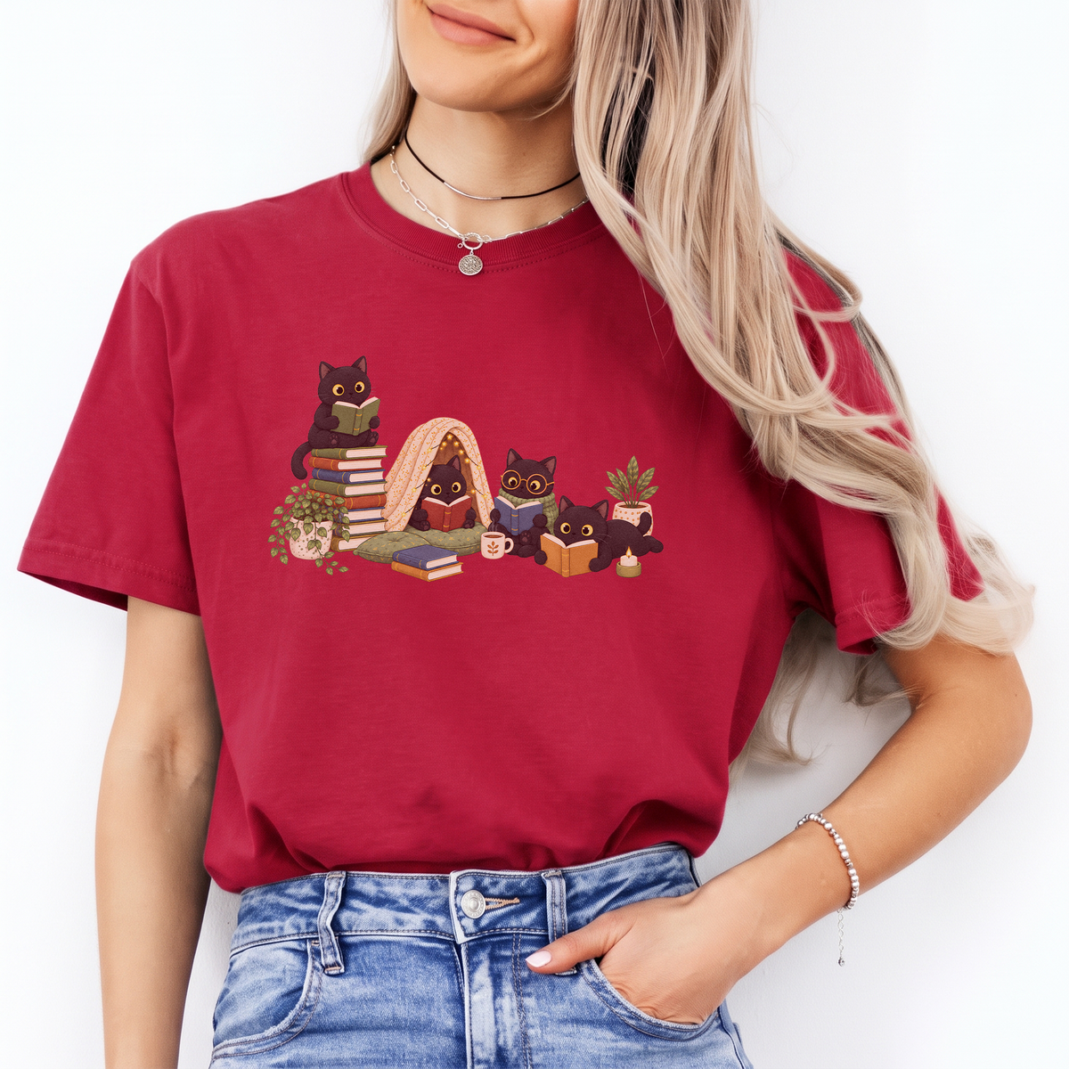 Black Cat Reading Tee