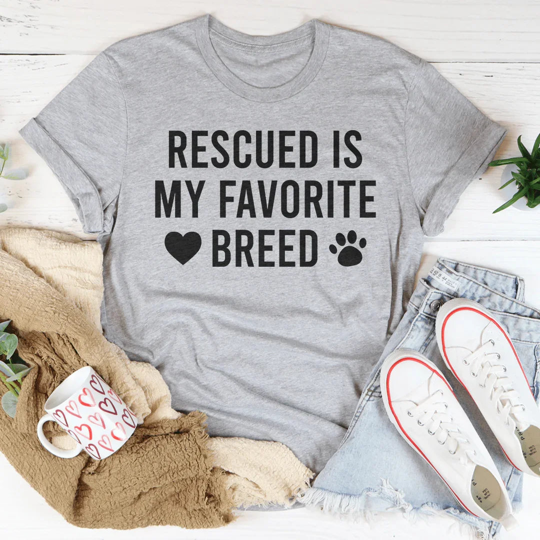 Rescued Is My Favorite Breed Tee Athletic Heather / S Peachy Sunday T-Shirt