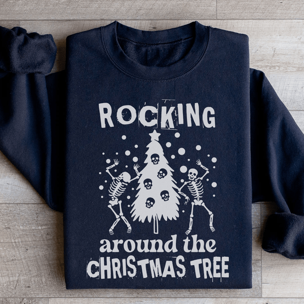 Rocking Around The Christmas Tree Sweatshirt Black / S Peachy Sunday T-Shirt