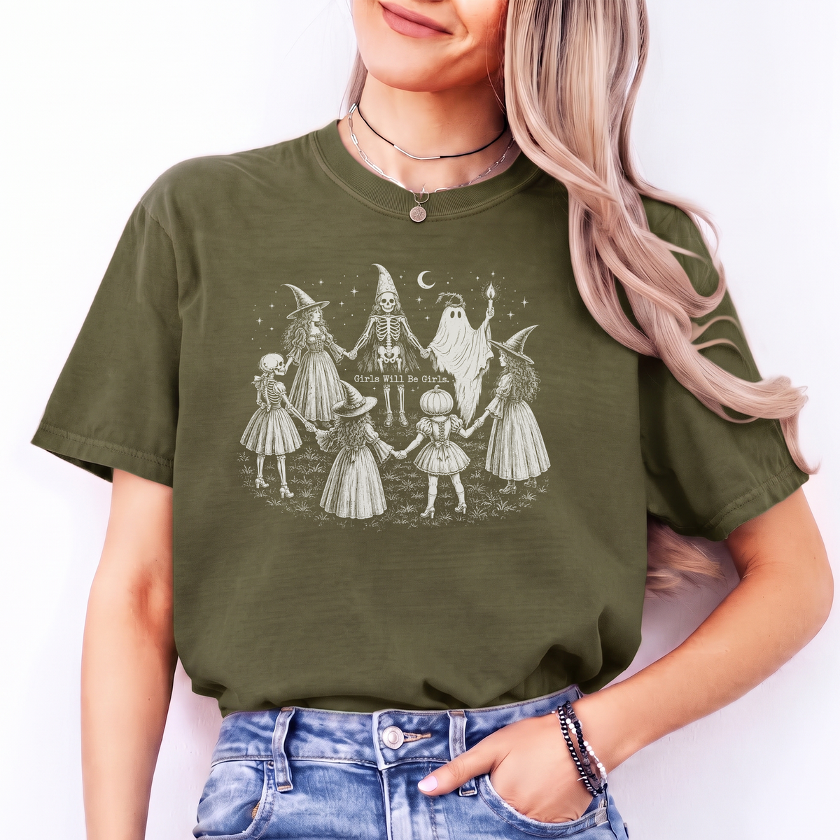 \"Girls Will Be Girls\" – Vintage Witch Coven Graphic Shirt