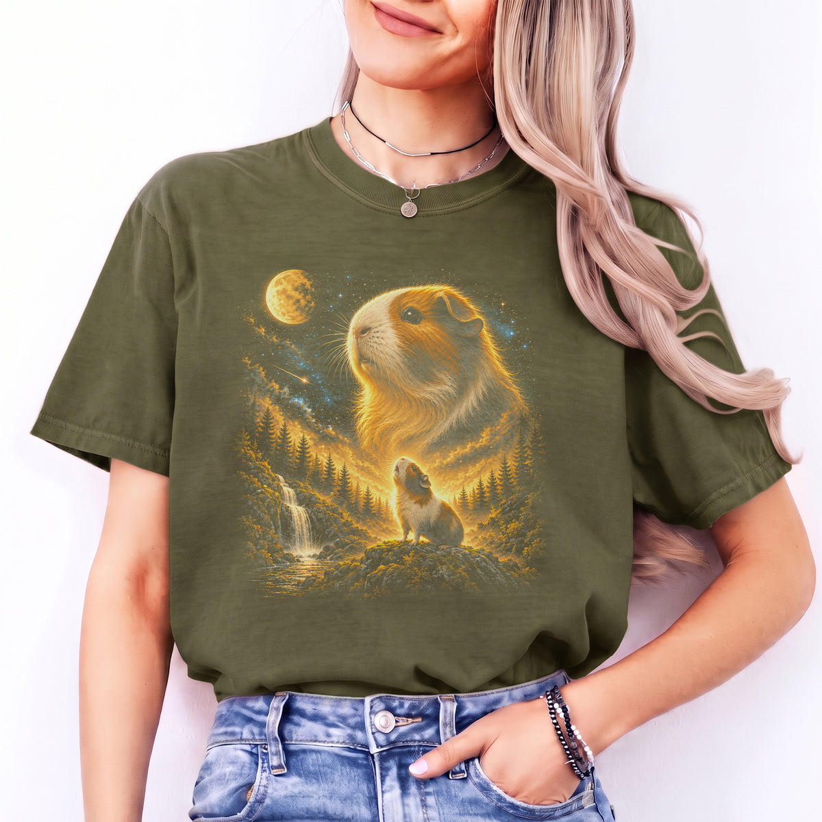 Camiseta de cobaya aullándole a la luna