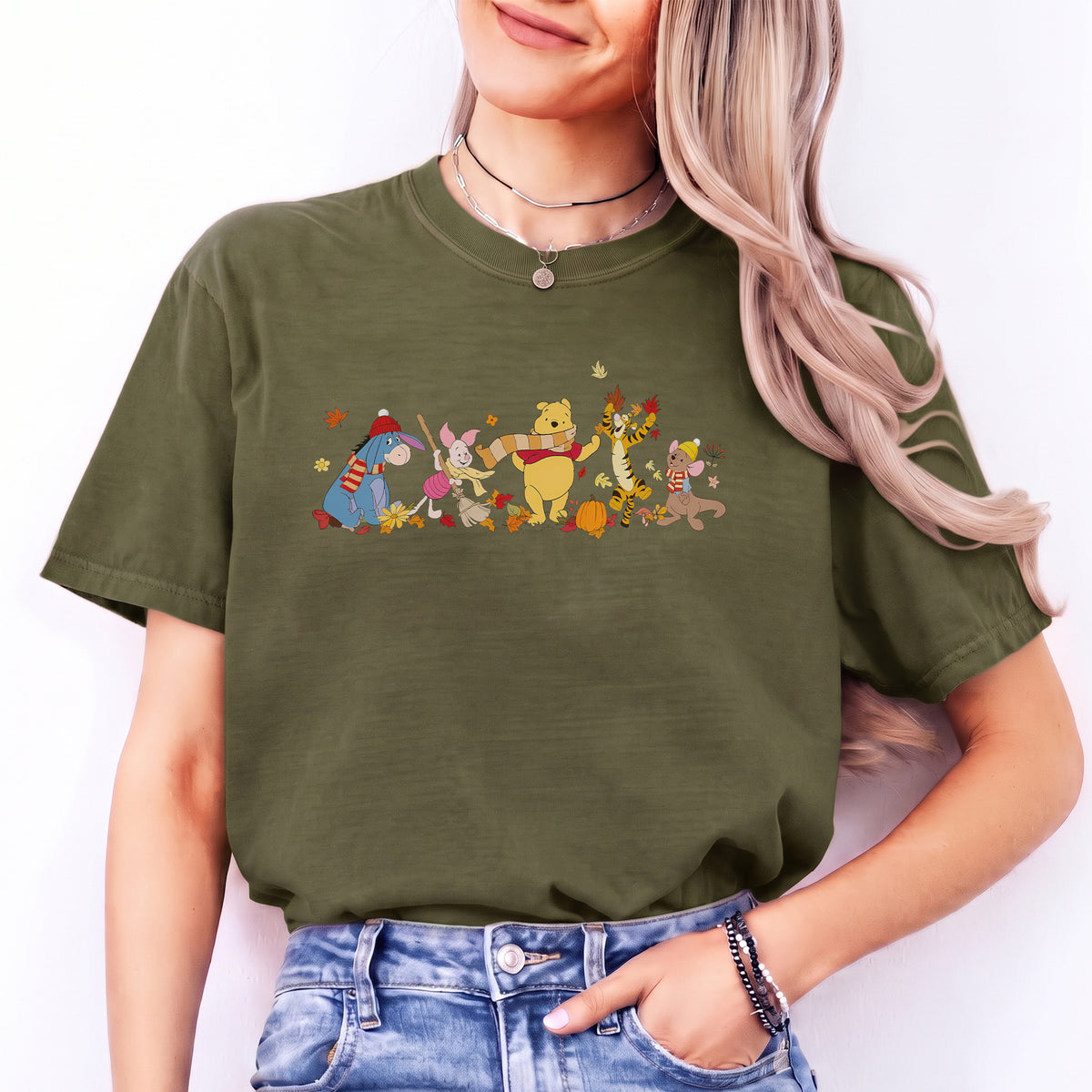 T-shirt graphique rétro Winnie l'Ourson, ambiance automnale